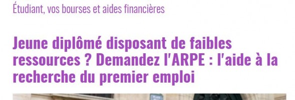 L'ARPE : l'aide financière à la recherche du premier emploi